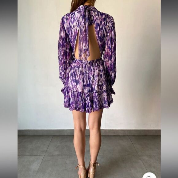 NWT Hemant & Nandita Anum Mini Dress Purple Medium - Picture 7 of 16